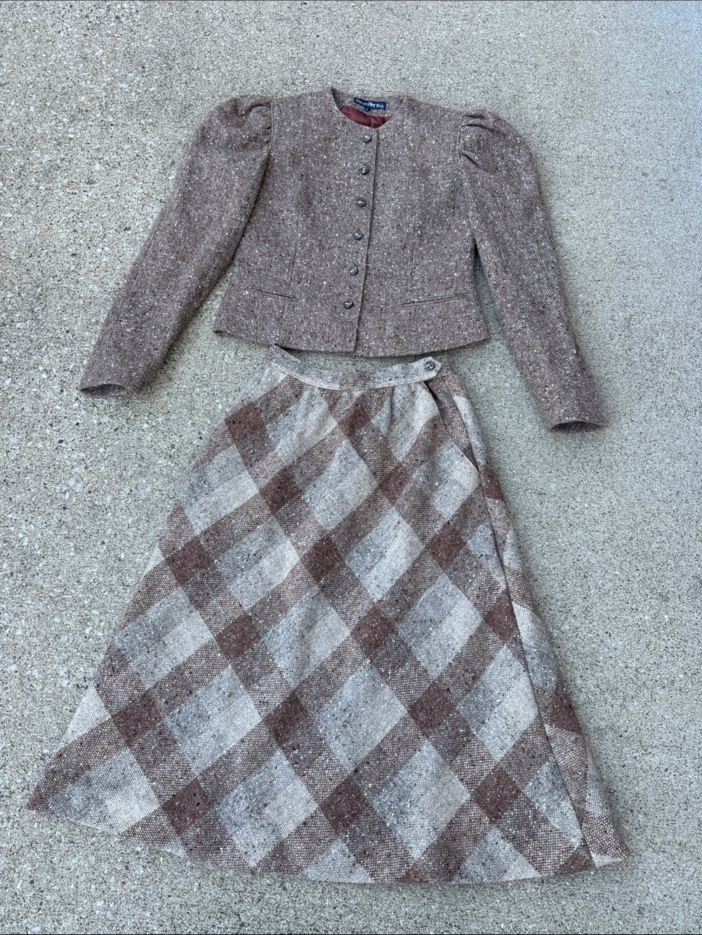 Vintage 60s/70s Hunters Run Wool Skirt Suit Set Size 6